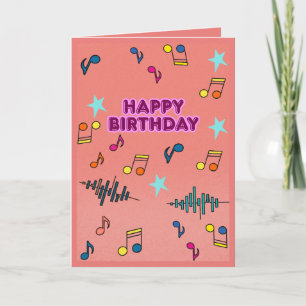 Colorful Musical Happy Birthday Greeting Card