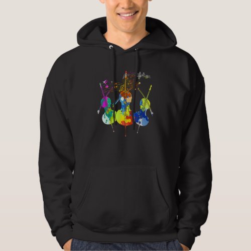 Colorful Musical Instrument Cellist Classical Musi Hoodie