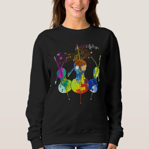 Colorful Musical Instrument Cellist Classical Musi Sweatshirt