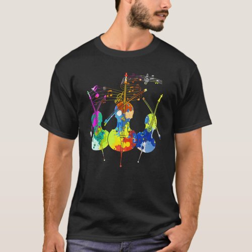 Colorful Musical Instrument Cellist Classical Musi T_Shirt