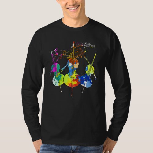 Colorful Musical Instrument Cellist Classical Musi T_Shirt