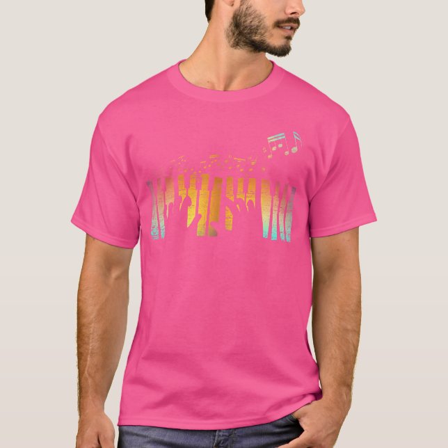 Colorful Musical Instrument Pianist Keyboard Music T-Shirt (Front)