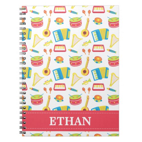 Colorful Musical Instruments Kids Personalized Notebook