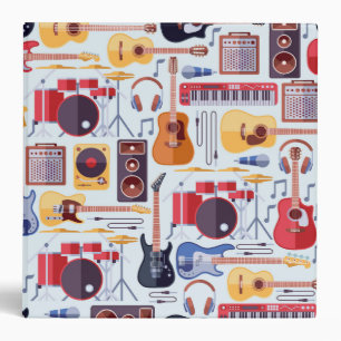 Colorful musical instruments pattern 3 ring binder