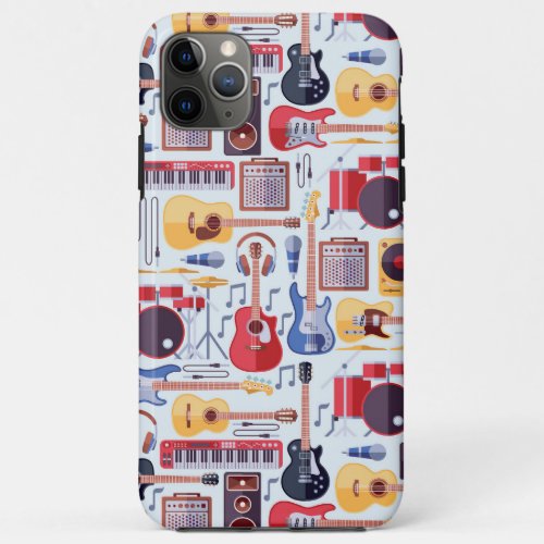 Colorful musical instruments pattern all phones iPhone 11 pro max case