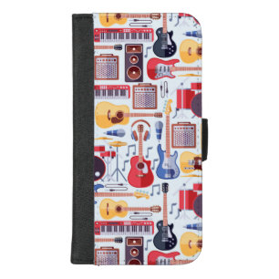 Colorful musical instruments pattern iPhone 8/7 plus wallet case