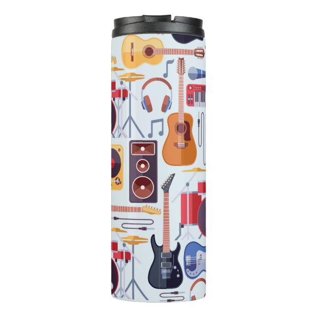 Colorful musical instruments pattern thermal tumbler (Back)