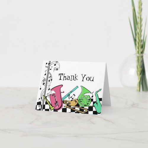 Colorful Musical Instruments Thank You Card