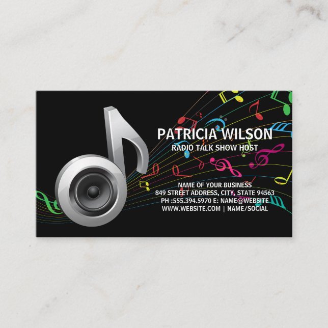 Colorful Musical Note | Subwoofer Business Card (Front)