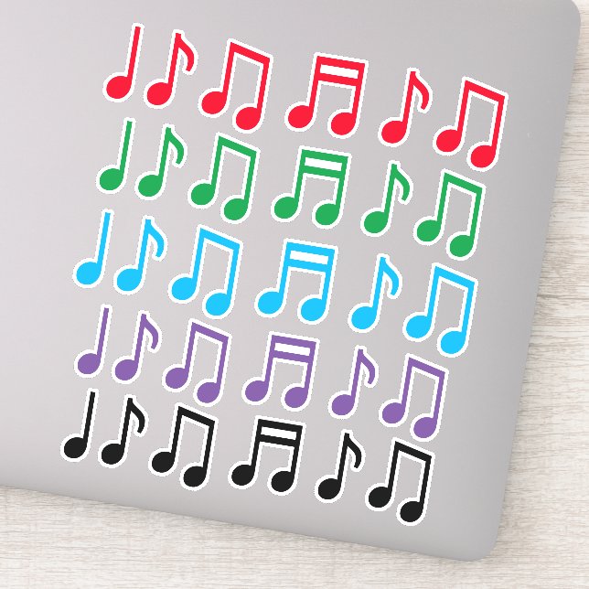 Colorful Musical Note Symbols Sticker (Detail)