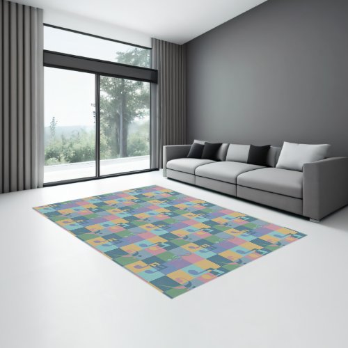 Colorful Musical Notes Abstract Art Rug