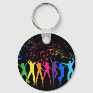 Colorful Musical Notes and Dancers Keychain