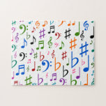 Colorful Musical Notes and Symbols Jigsaw Puzzle<br><div class="desc">This design features a variety of musical notes and symbols in different sizes and colors.</div>