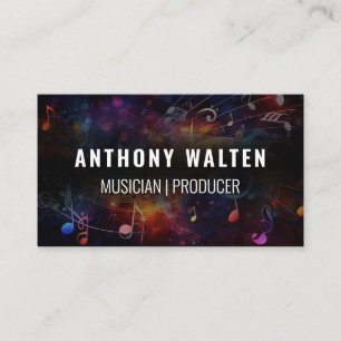 Colorful Musical Notes Background Business Card
