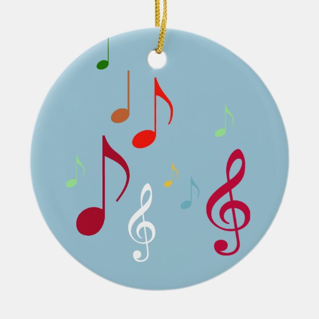 colorful musical notes ceramic ornament (Front)