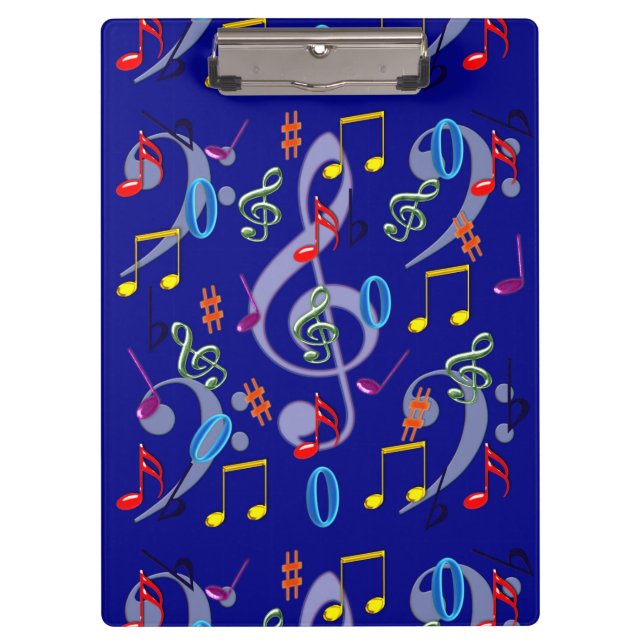 Colorful Musical notes Clipboard (Front)