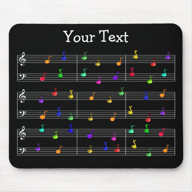 Colorful Musical Notes Customizable Mousepad (Front)
