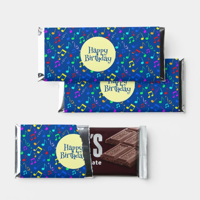 Colorful Musical Notes Design Hershey Bar Favors (Front)