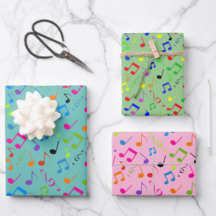 Colorful Musical Notes Design Wrapping Paper Sheets