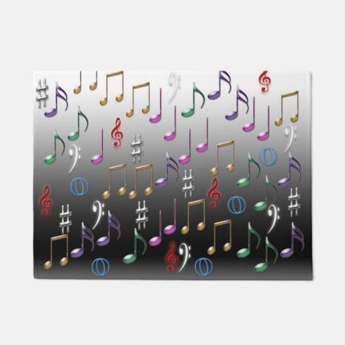 Colorful musical notes doormat