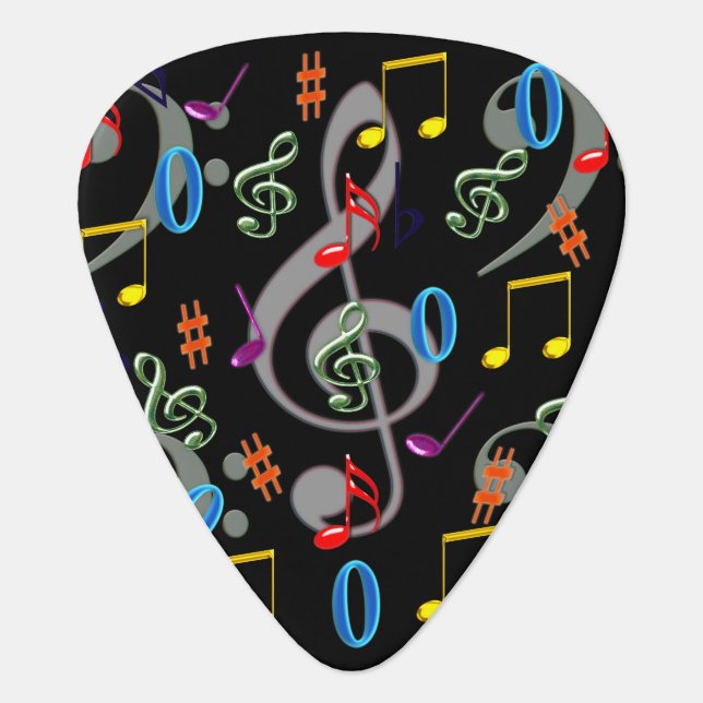 Colorful Musical Notes Guitar Pick (Front)