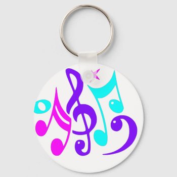 Colorful Musical Notes Keychain by Hodge_Retailers at Zazzle