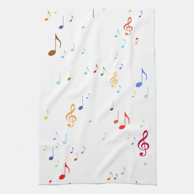 Colorful Musical Notes Kitchen Towel (Vertical)