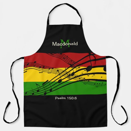 Colorful Musical Notes  Monogram Personalized Apron