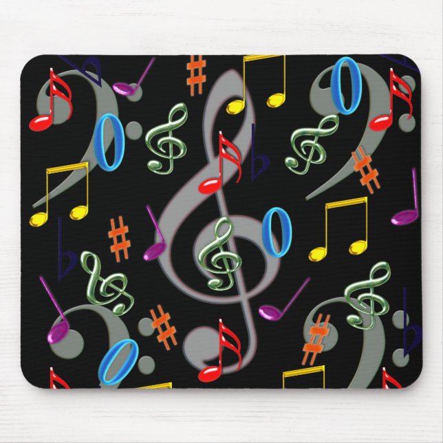 Colorful Musical Notes Mousepad (Front)