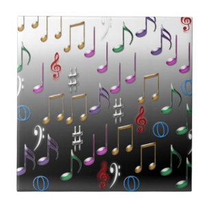 Colorful musical notes on gray background ceramic tile