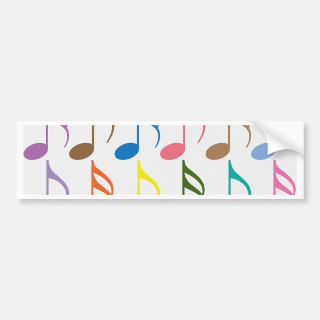 Colorful musical notes pattern bumper sticker (Front)