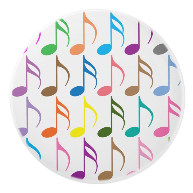 Colorful musical notes pattern ceramic knob (Front)