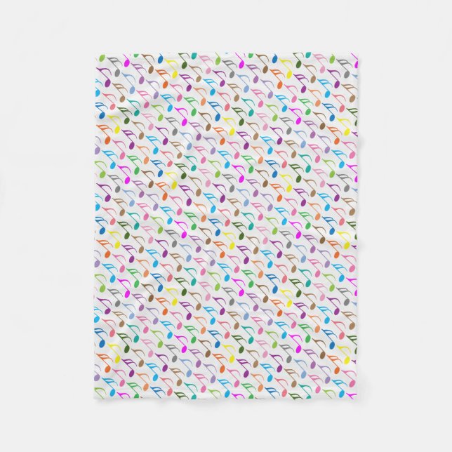 Colorful musical notes pattern fleece blanket (Front)