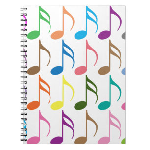 Colorful musical notes pattern notebook