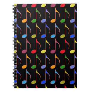 colorful musical notes pattern notebook