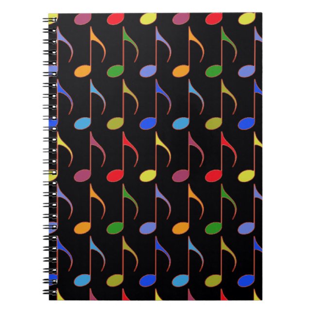 colorful musical notes pattern notebook (Front)