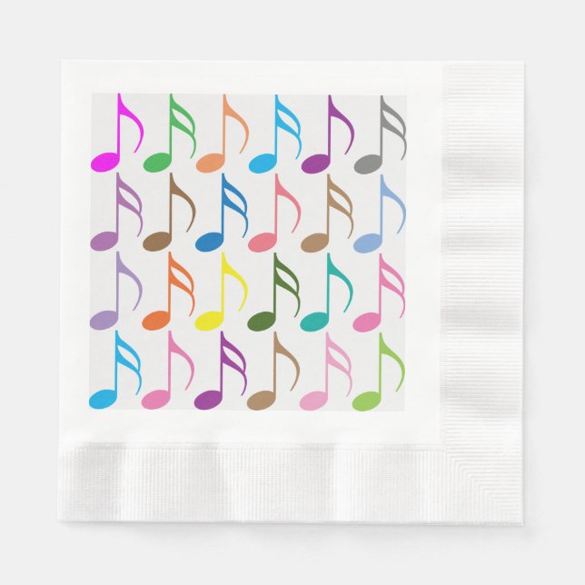 Colorful musical notes pattern paper napkins (Front)