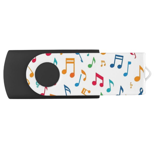 Colorful Musical Notes Pattern Swivel Flash Drive (Front)