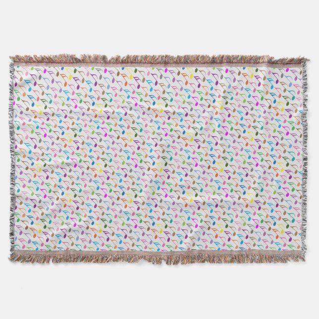 Colorful musical notes pattern throw blanket (Front)
