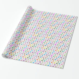 Colorful musical notes pattern wrapping paper