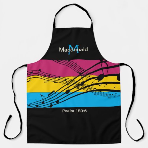 Colorful Musical Notes  Personalized Monogram Apron