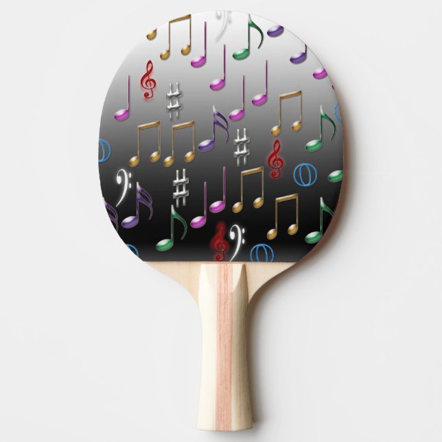 Colorful musical notes ping pong paddle (Front)