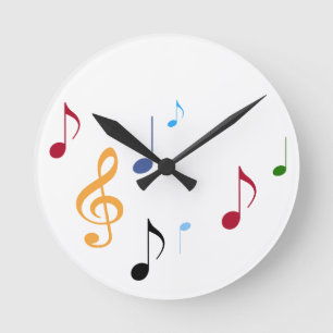 colorful musical notes round clock