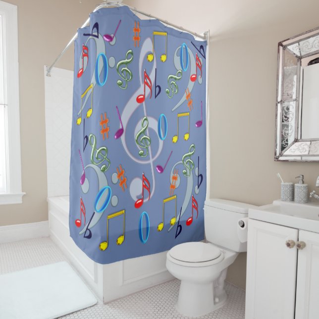 Colorful Musical Notes Shower Curtain (In Situ)