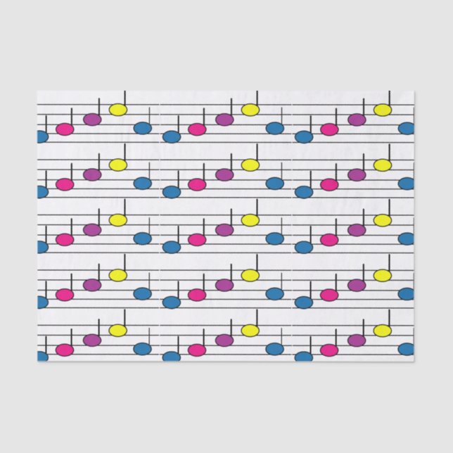 Colorful Musical Notes Tissue Paper (Front)