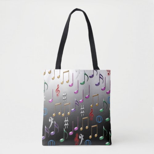 Colorful musical notes tote bag