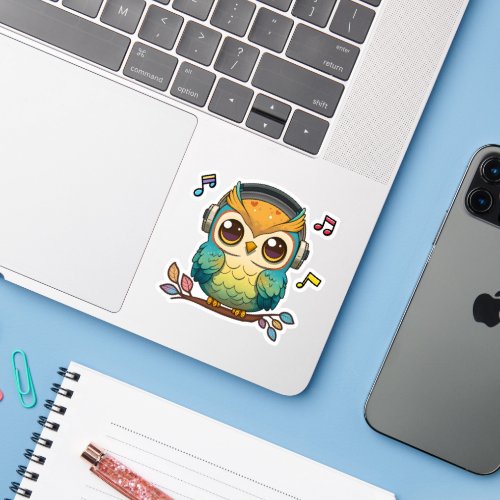 Colorful Musical Owl Music Notes  Sticker