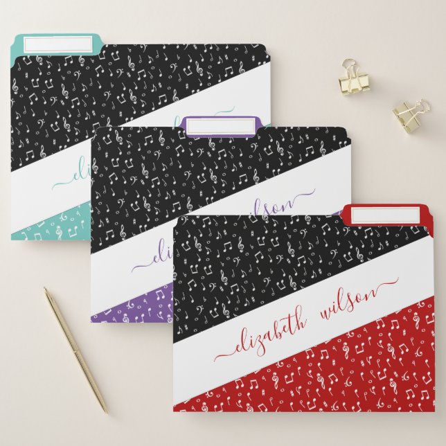 Colorful  musical personalized   file folder (Set)