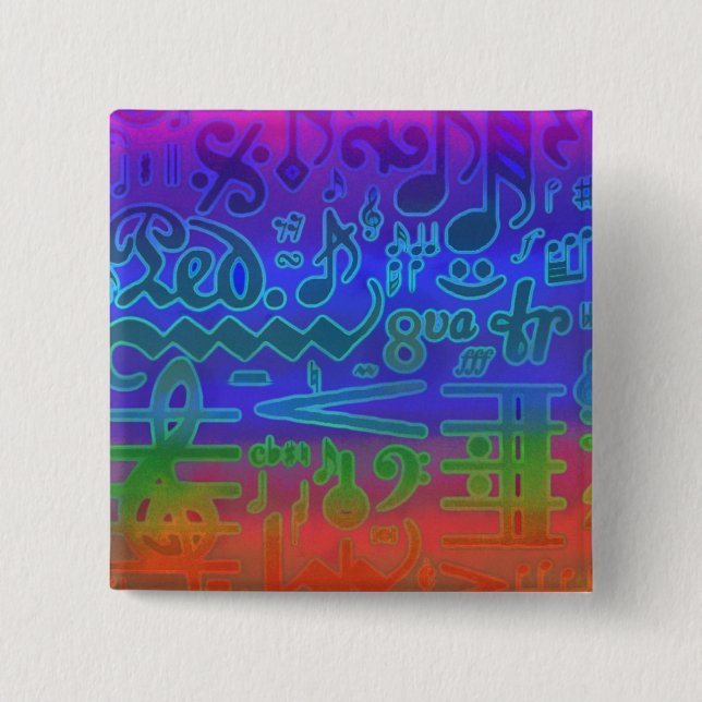 Colorful Musical Symbols Pin (Front)