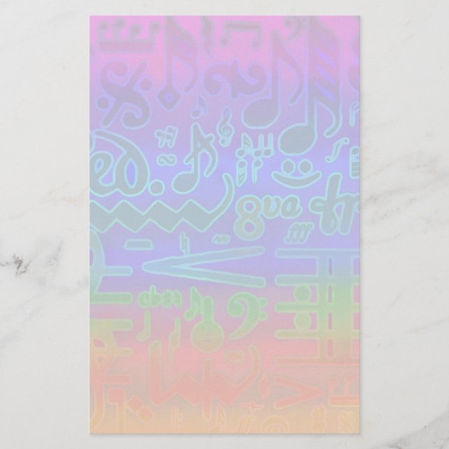 Colorful Musical Symbols Stationery (Front)